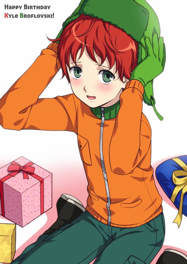 Download Happy Birthday Blush Green Eyes Red Hair Hat Kyle Broflovski TV Show South Park Art