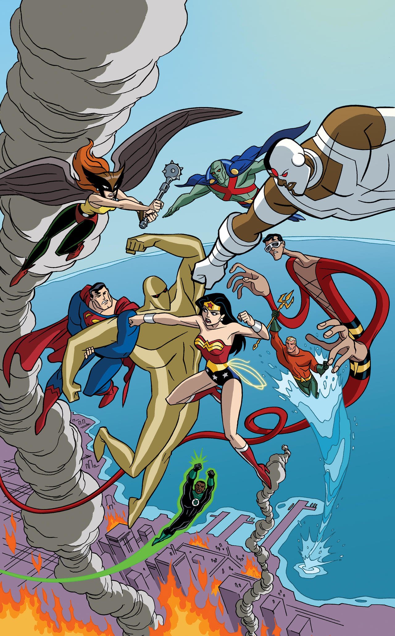 Download Diana Prince John Stewart (Green Lantern) Green Lantern Shayera Hol Amazo Martian Manhunter Plastic Man Hawkgirl (DC Comics) Cyborg (DC Comics) Aquaman Wonder Woman Superman Comic Justice League Art