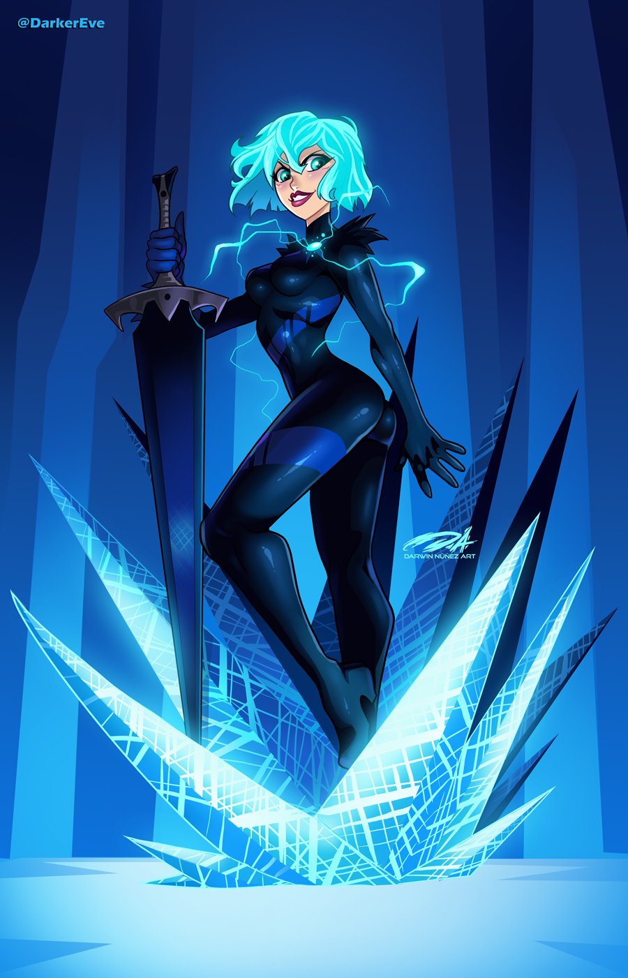 Download Short Hair Blue Eyes Sword Blue Hair Cassandra (Tangled) TV Show Tangled: The Series Art