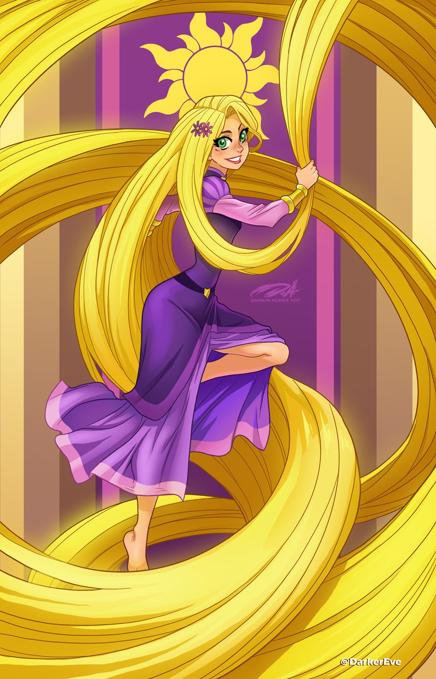 Download Dress Pink Dress Green Eyes Tangled Blonde Long Hair Rapunzel TV Show Tangled: The Series Art
