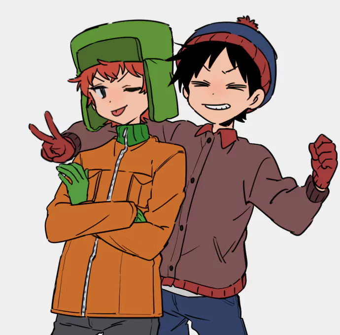 hat smile peace sign Kyle Broflovski Stan Marsh TV Show South Park Image