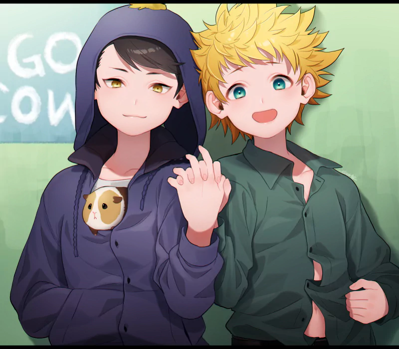  Craig Tucker and Stripe holding hands