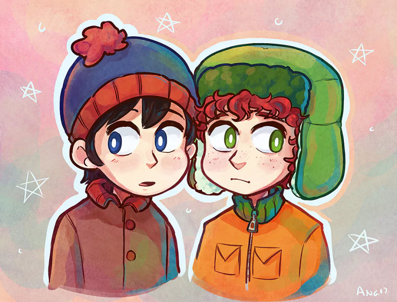 blue eyes green eyes red hair black hair hat Kyle Broflovski Stan Marsh TV Show South Park Image
