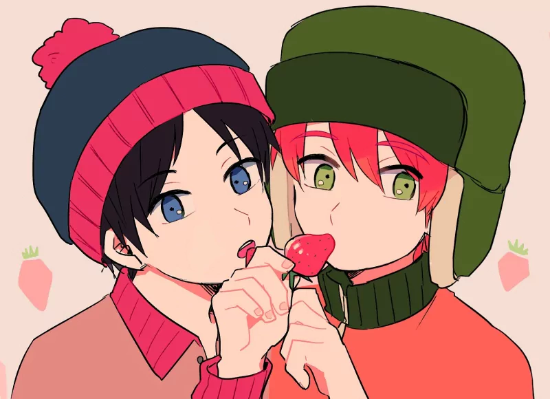strawberry green eyes blue eyes red hair black hair hat Stan Marsh Kyle Broflovski TV Show South Park Image