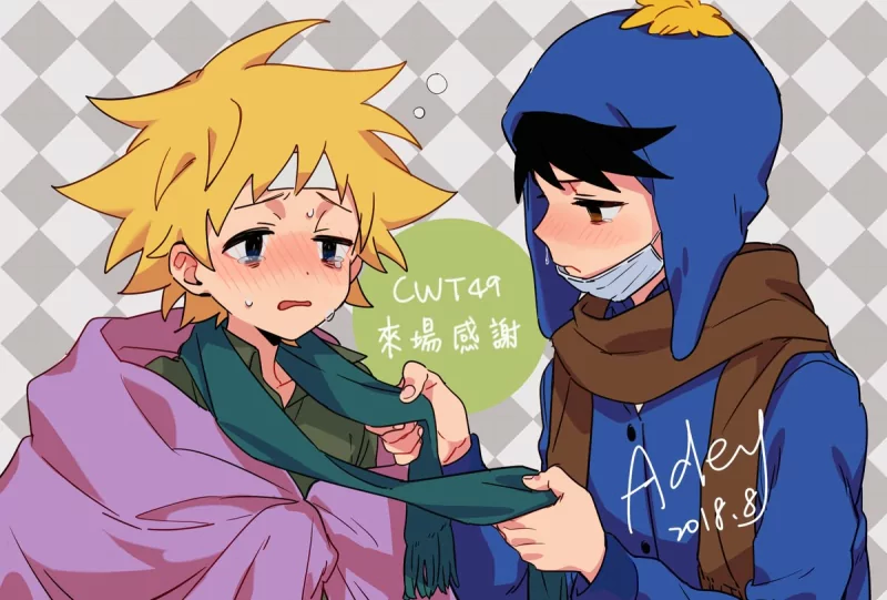 tears blanket scarf hat black hair blonde Tweek Tweak Craig Tucker TV Show South Park Image