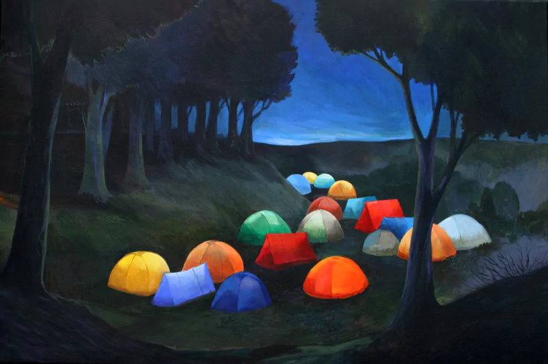 artistic camping tents nature night Image