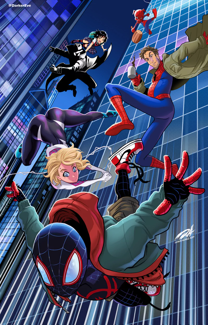 Peni Parker Spider-Man Noir Spider-Gwen Peter Porker Peter Parker Miles Morales Spider-Ham spider man movie Spider-Man: Into The Spider-Verse Image
