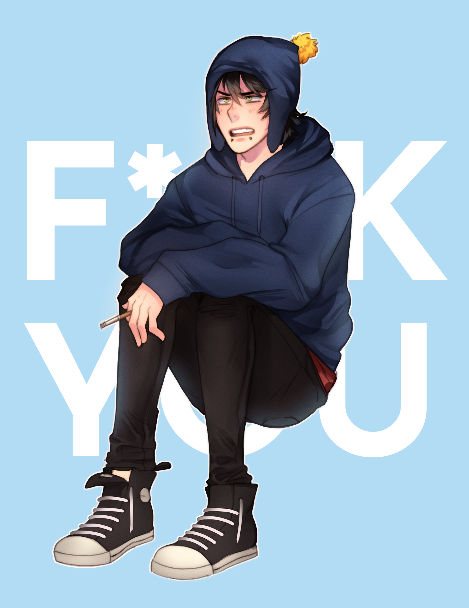 Download Cigarette Black Hair Green Eyes Hat Sneakers Craig Tucker TV Show South Park Art