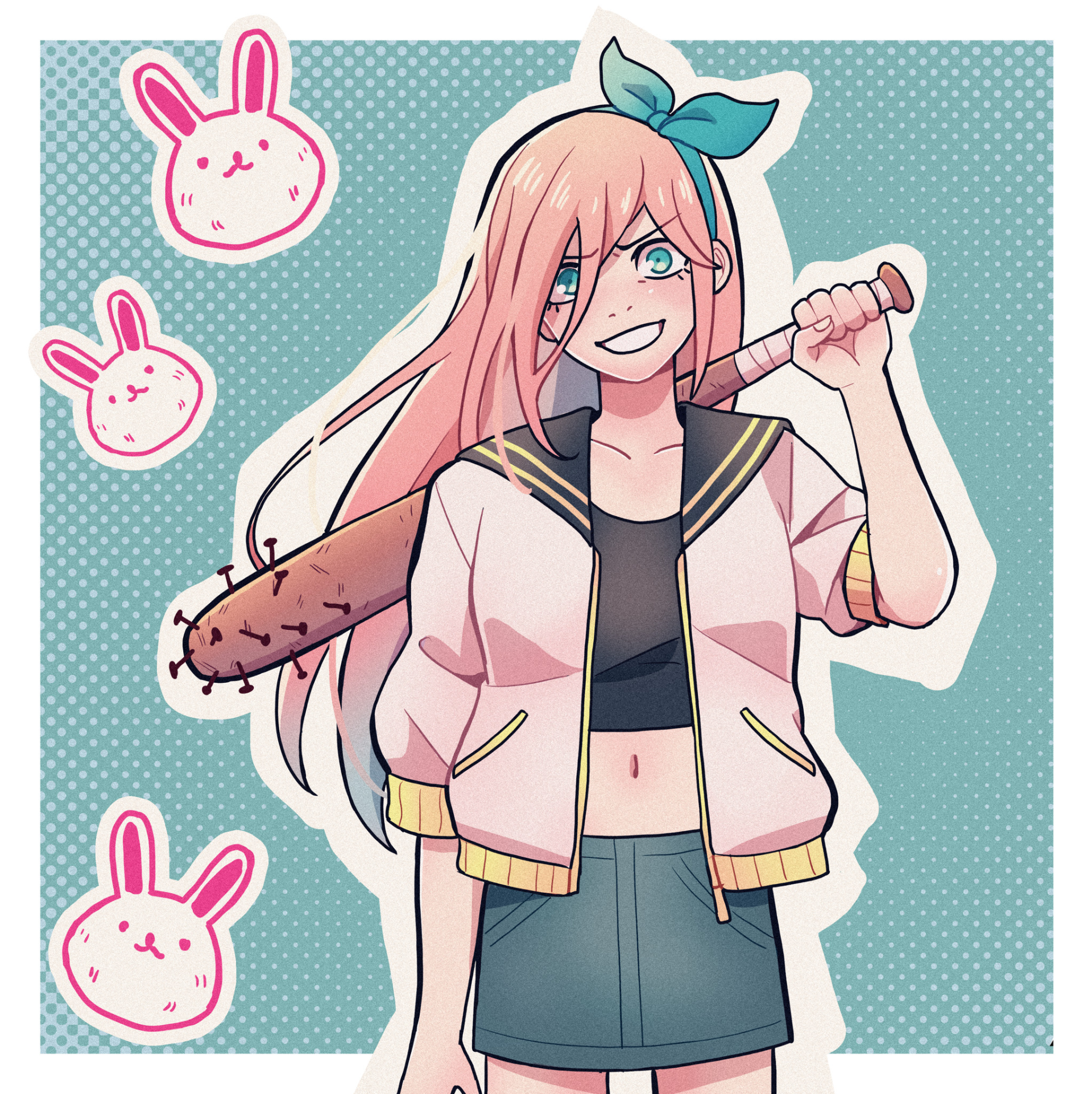 Download Pink Hair Baseball Bat OMORI Aubrey (Omori) Video Game Art