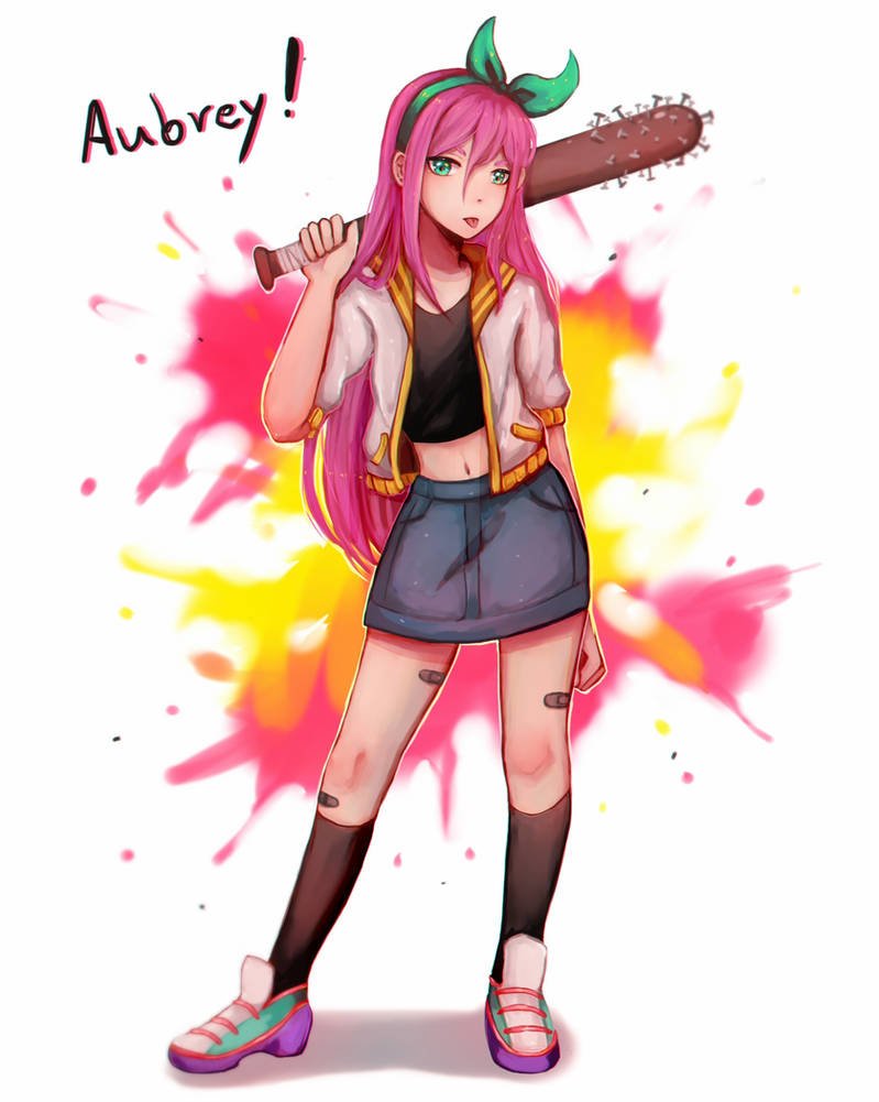 Download Skirt OMORI Baseball Bat Pink Hair Aubrey (Omori) Video Game Art