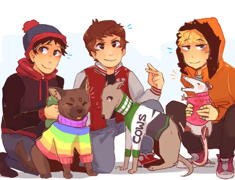 blonde brown hair dog possum Kenny McCormick Stan Marsh Clyde Donovan TV Show South Park Image