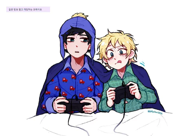 black hair blonde pajamas Craig Tucker Tweek Tweak TV Show South Park Image