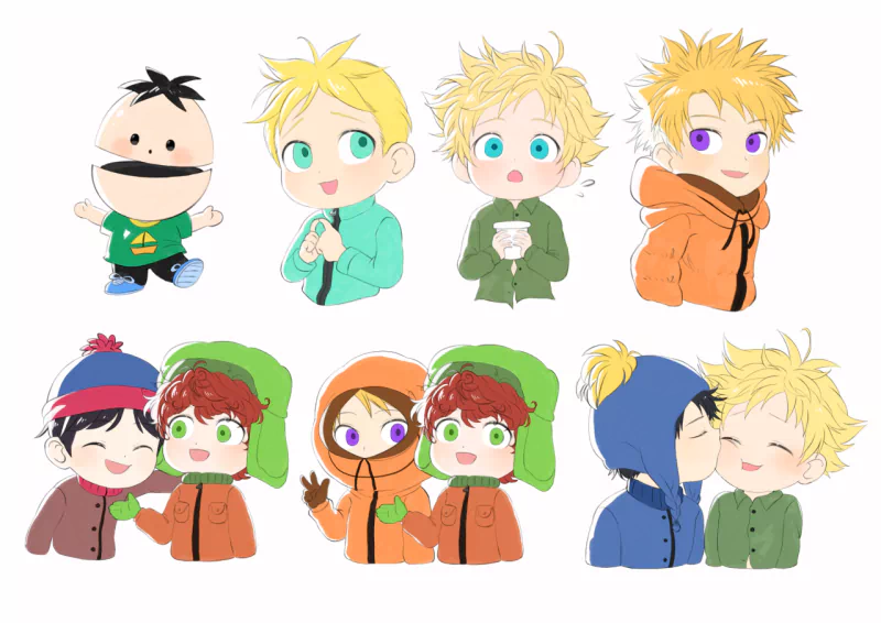 chibi cute Butters Stotch Ike Broflovski Craig Tucker Tweek Tweak Kenny McCormick Stan Marsh Kyle Broflovski TV Show South Park Image
