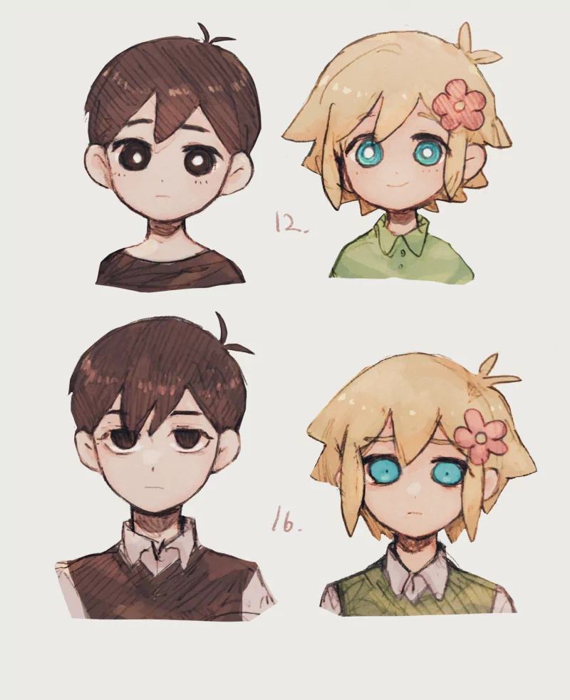 face black hair blonde black eyes blue eyes Basil (Omori) Sunny (Omori) OMORI video game Image