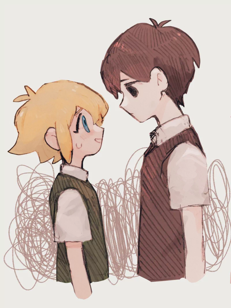 black hair blonde Sunny (Omori) Basil (Omori) OMORI video game Image