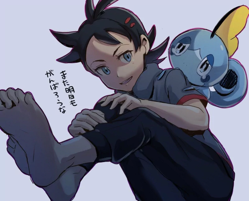 black hair blue eyes Sobble (Pokémon) feet Goh (Pokémon) Anime Pokemon Image