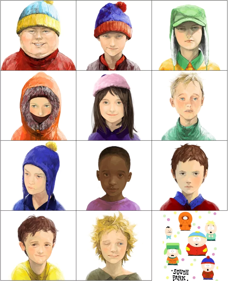 Clyde Donovan Jimmy Valmer Tweek Tweak Craig Tucker Kenny McCormick Tolkien Black Butters Stotch Stan Marsh Wendy Testaburger face TV Show South Park Image