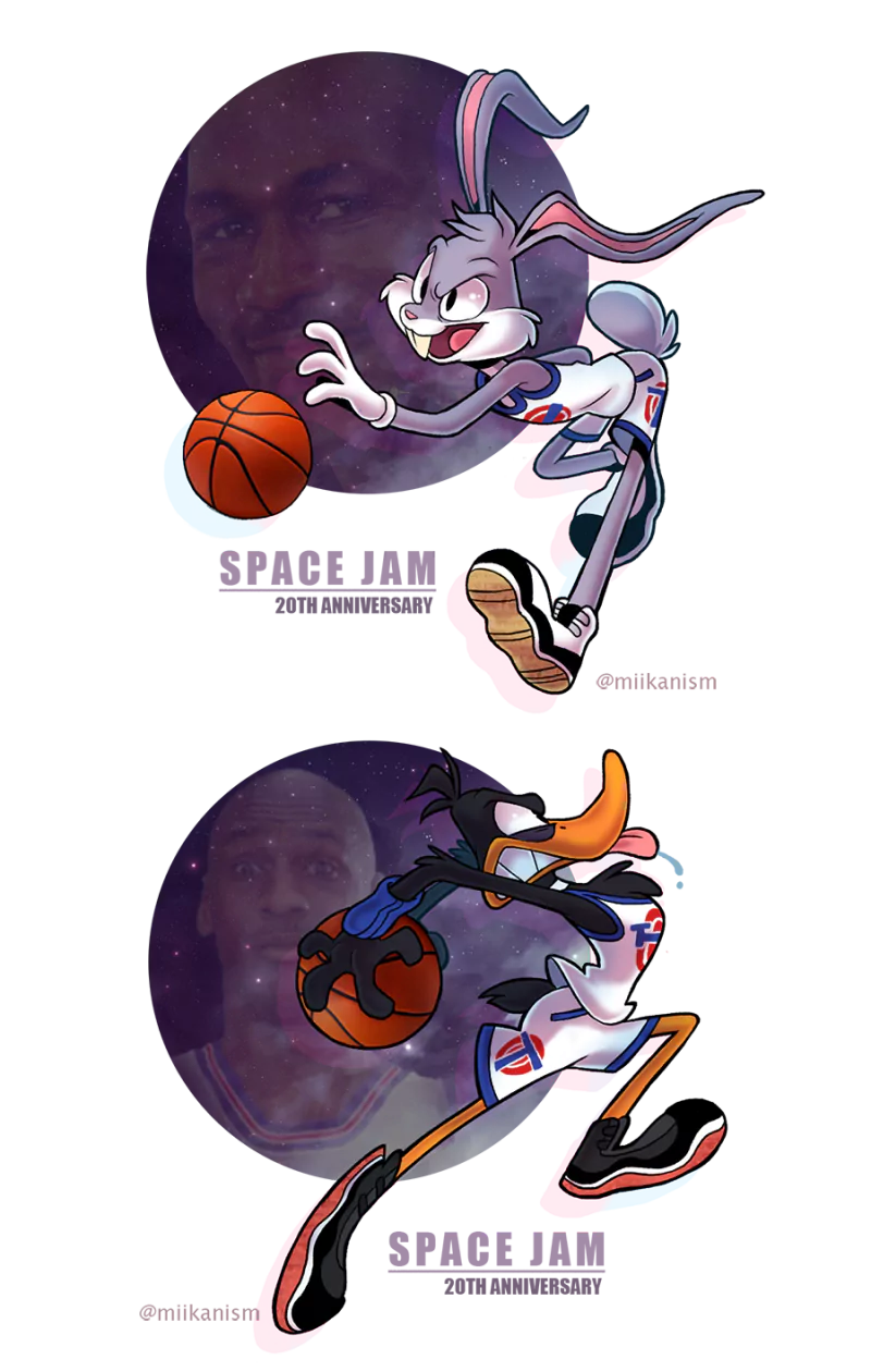 Michael Jordan basketball Daffy Duck Bugs Bunny movie Space Jam Image