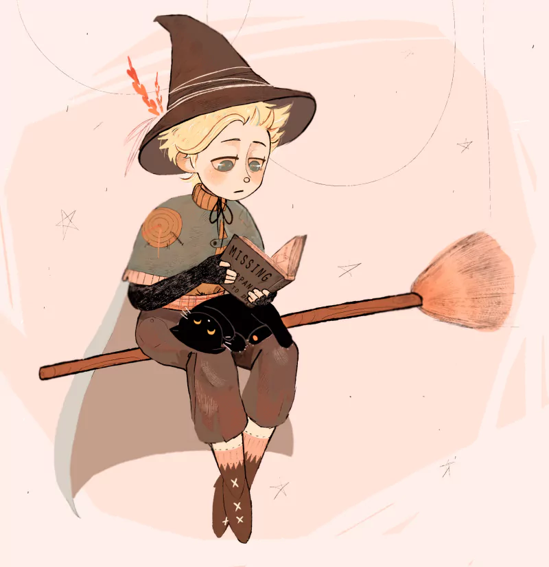 witch hat witch cat broomstick blonde book Tweek Tweak TV Show South Park Image
