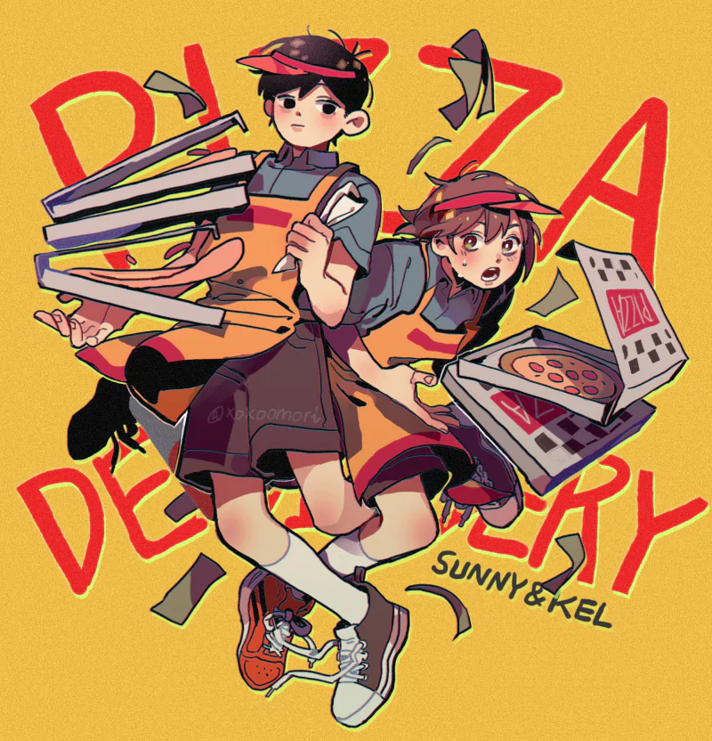 shorts pizza sneakers Kel (Omori) Sunny (Omori) OMORI video game Image