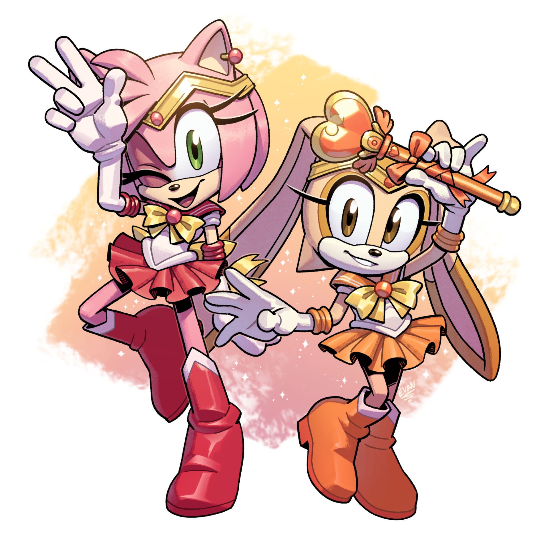 Download Crossover Sailor Moon Cream The Rabbit Amy Rose Video Game Sonic The Hedgehog Art