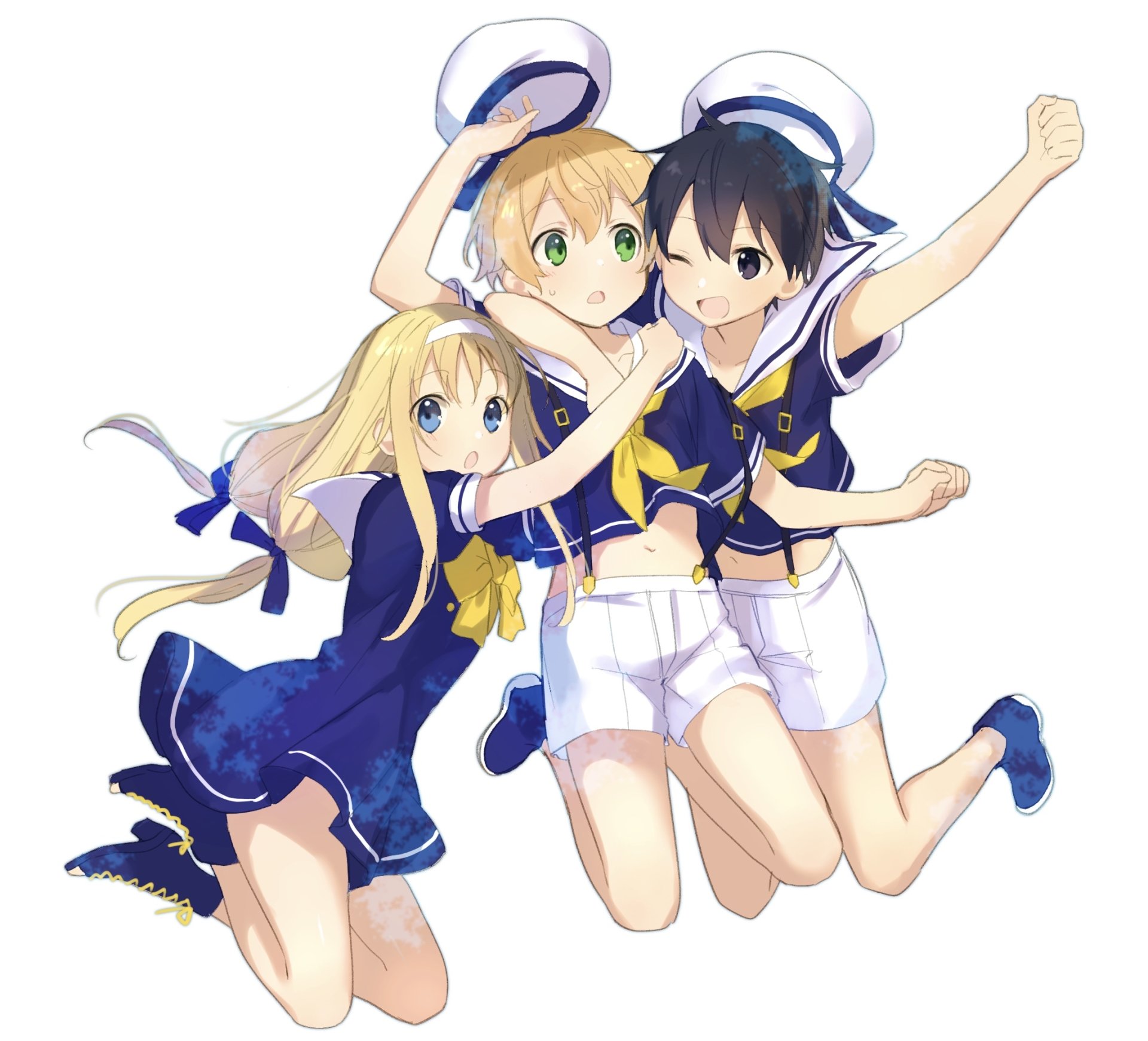 Download Legs Green Eyes Blue Eyes Blonde Black Hair Alice Zuberg Kirito (Sword Art Online) Eugeo (Sword Art Online) Anime Sword Art Online: Alicization Art