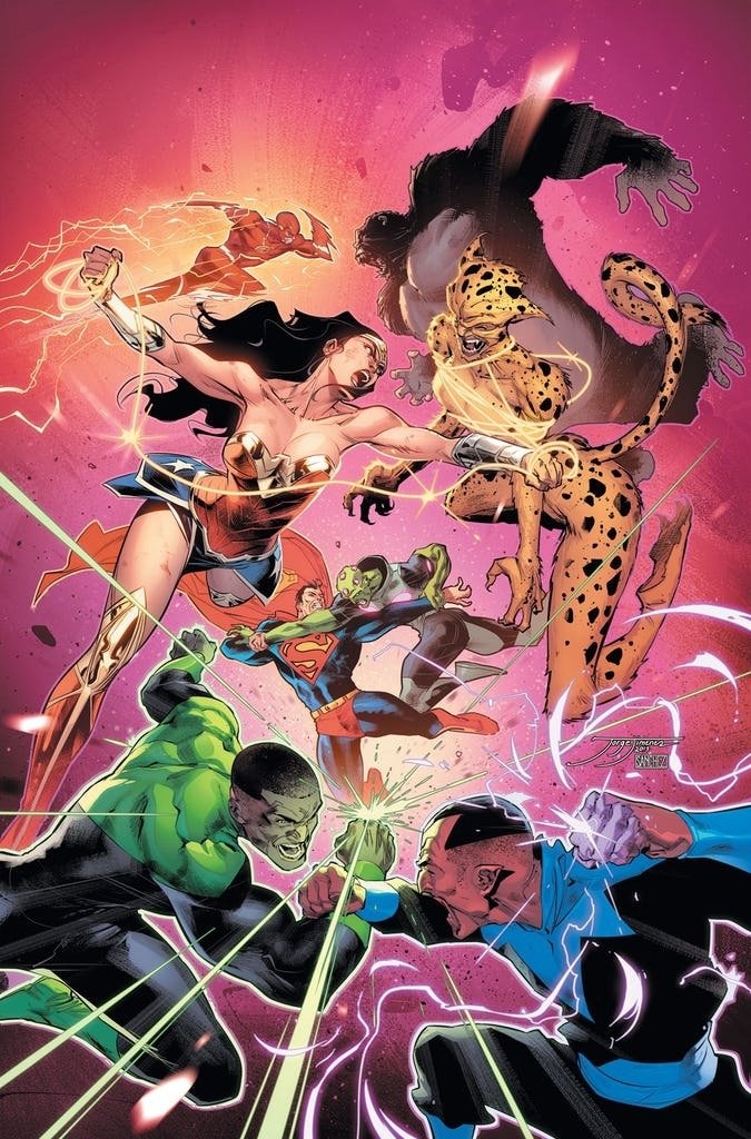 Download DC Comics Gorilla Grodd Brainiac (DC Comics) Flash Superman Green Lantern Sinestro (DC Comics) John Stewart (Green Lantern) Cheetah (DC Comics) Wonder Woman Comic Justice League Art