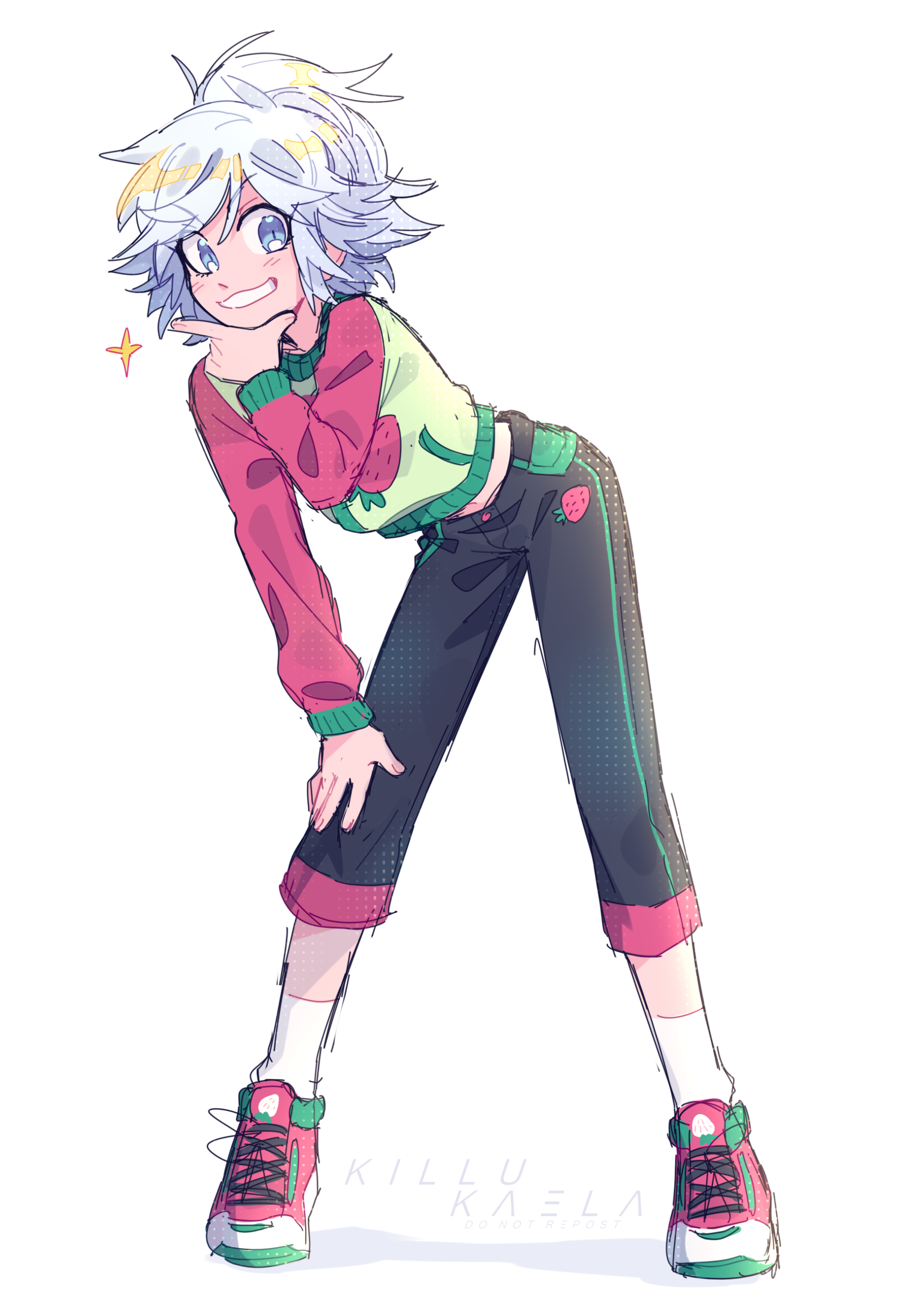 Download Short Hair Blue Eyes Socks Shirt Smile Sneakers Akira (Kemono Jihen) Anime Kemono Jihen Art