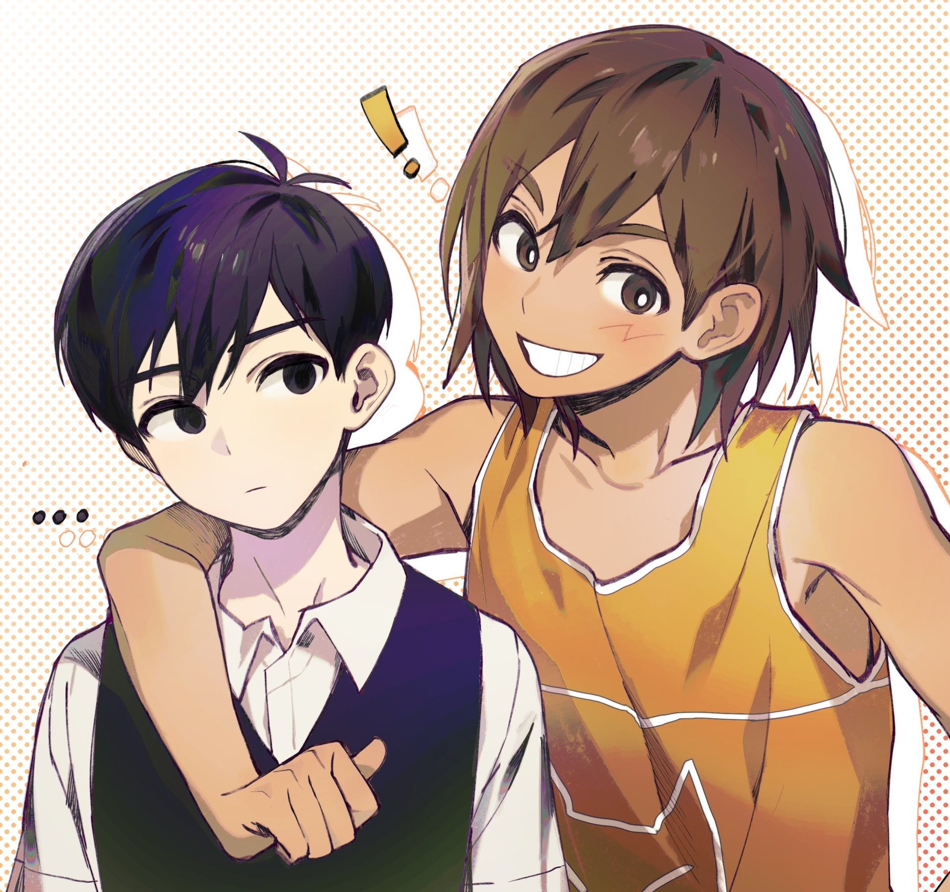 Download OMORI Brown Hair Black Hair Sunny (Omori) Kel (Omori) Video Game Art