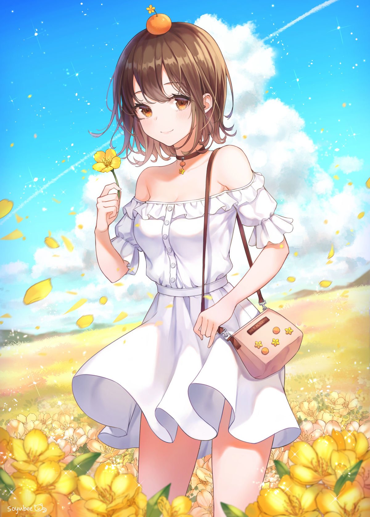 Download White Dress Flower Anime Girl Anime Girl Art