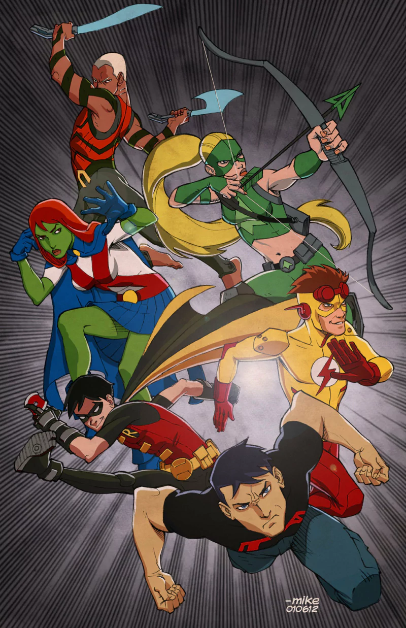 Young Justice (TV Show) Kaldur'ahm Aqualad (DC Comics) Dick Grayson Robin (DC Comics) Conner Kent Superboy Artemis Crock Kid Flash Wally West TV Show Young Justice Image