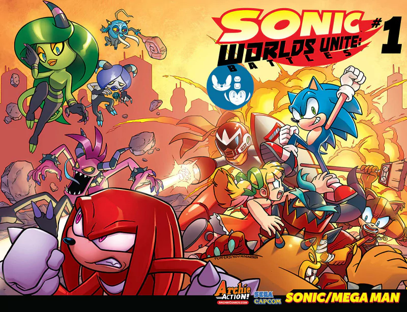 Zavok (Sonic The Hedgehog) Zomon (Sonic the Hedgehog) Zor (Sonic the Hedgehog) Zik (Sonic the Hedgehog) Zeena (Sonic The Hedgehog) Zazz (Sonic The Hedgehog) crossover Archie Comics Proto Man Sticks the Badger Roll (Mega Man) Sonic the Hedgehog Knuckles the Echidna Comic Sonic & Mega Man: Worlds Unite Image