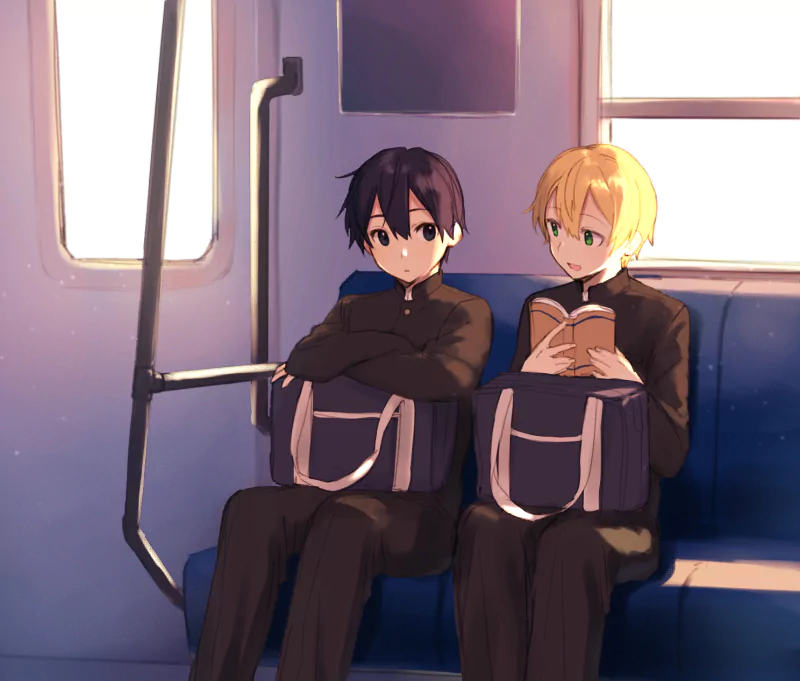 school uniform Kazuto Kirigaya Eugeo (Sword Art Online) Kirito (Sword Art Online) Anime Sword Art Online Image