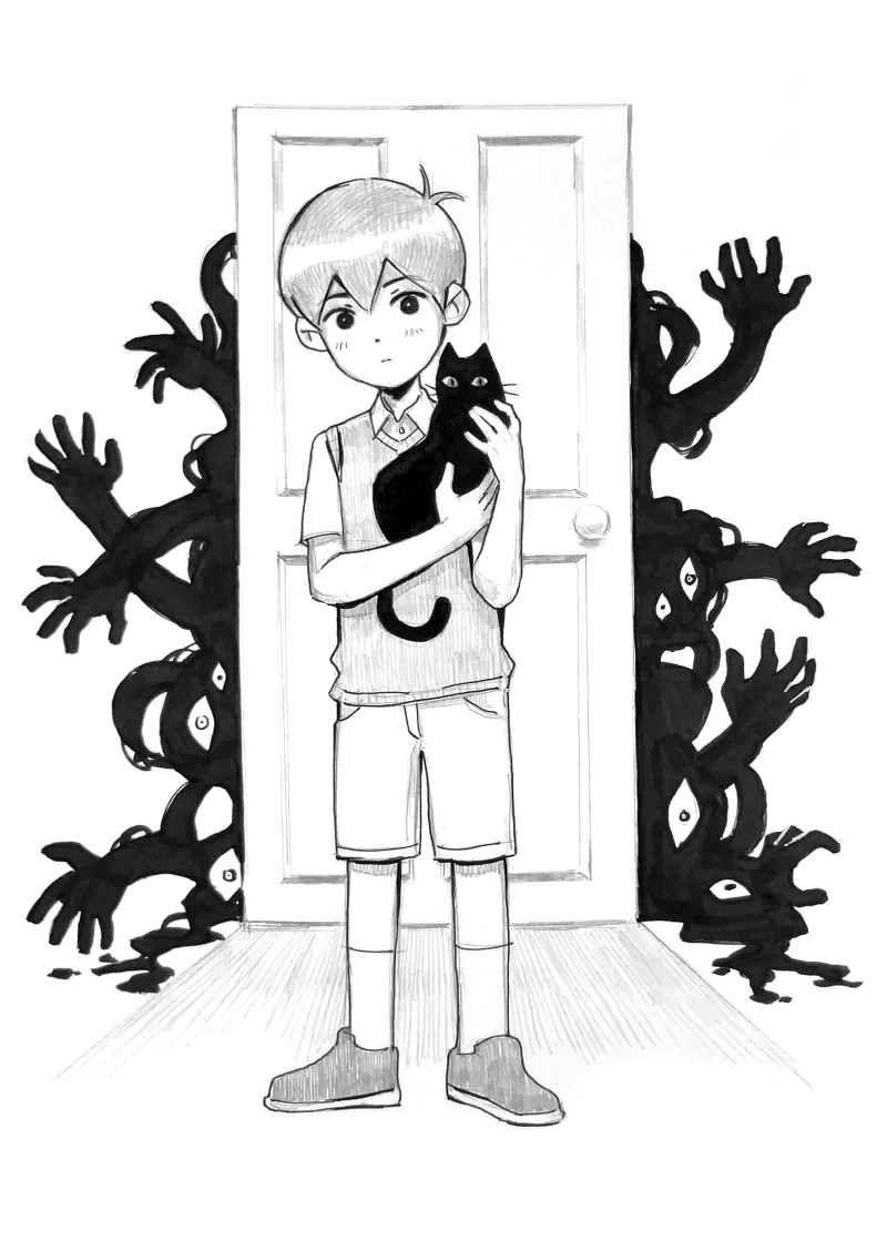 Something (Omori) cat OMORI door Sunny (Omori) video game Image