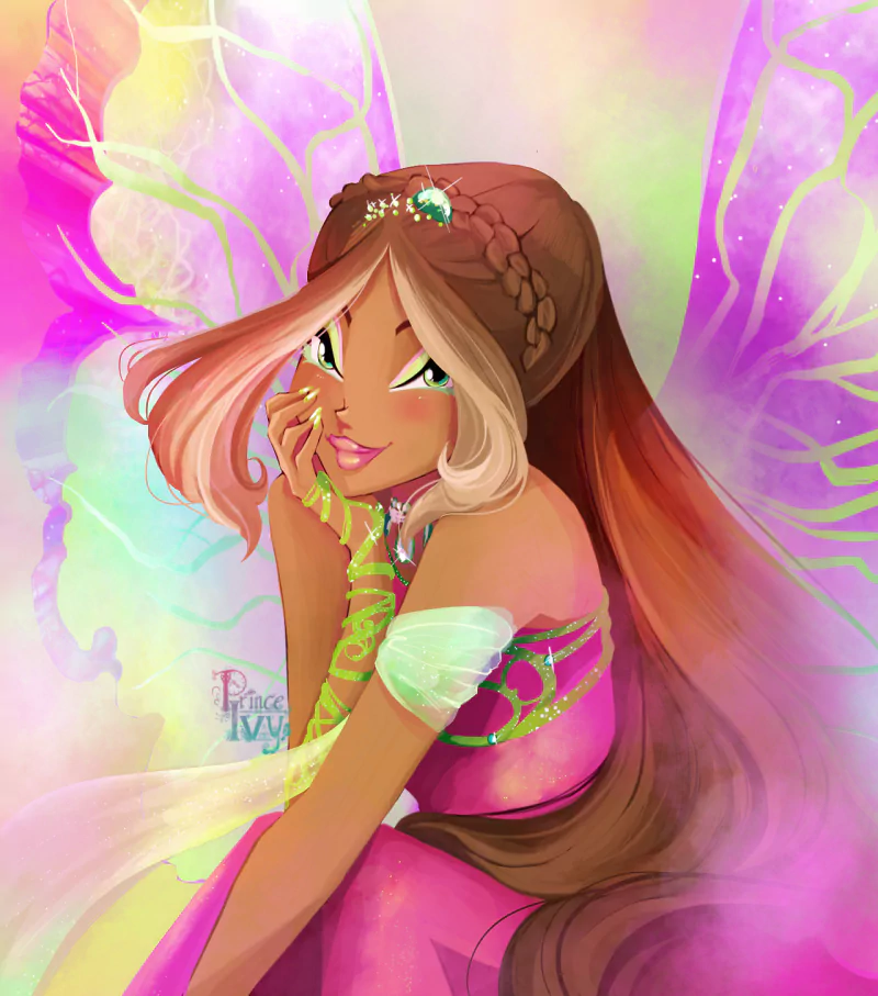 long hair green eyes wings fairy brown hair Flora (Winx Club) TV Show World of Winx Image