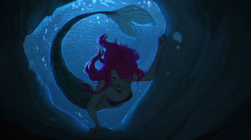 tail red hair fantasy mermaid Image