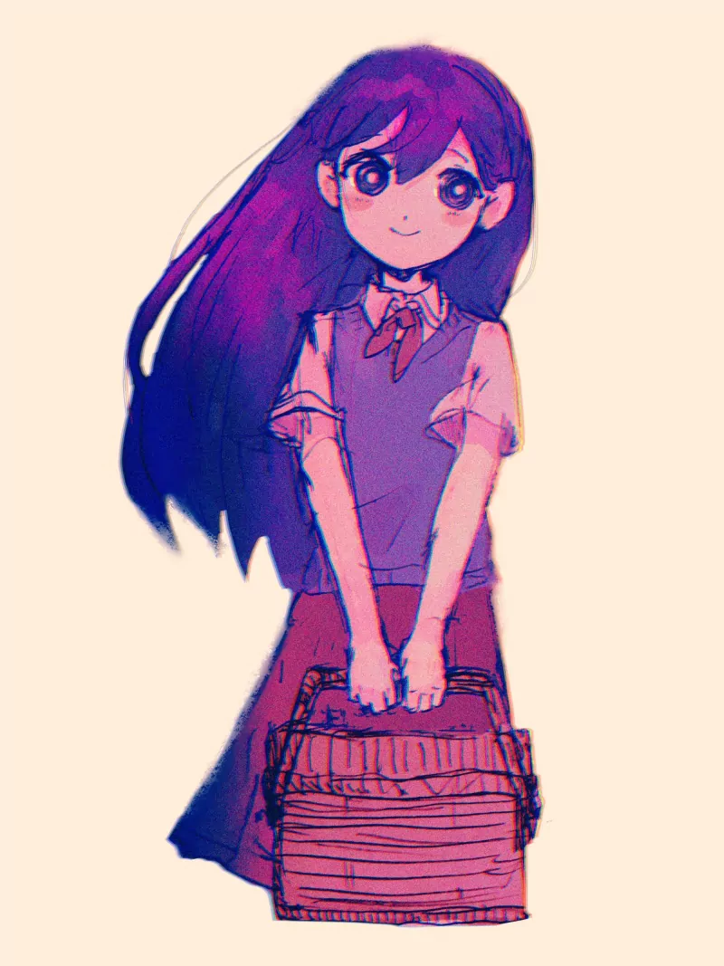 skirt picnic basket cute OMORI smile long hair Mari (Omori) video game Image