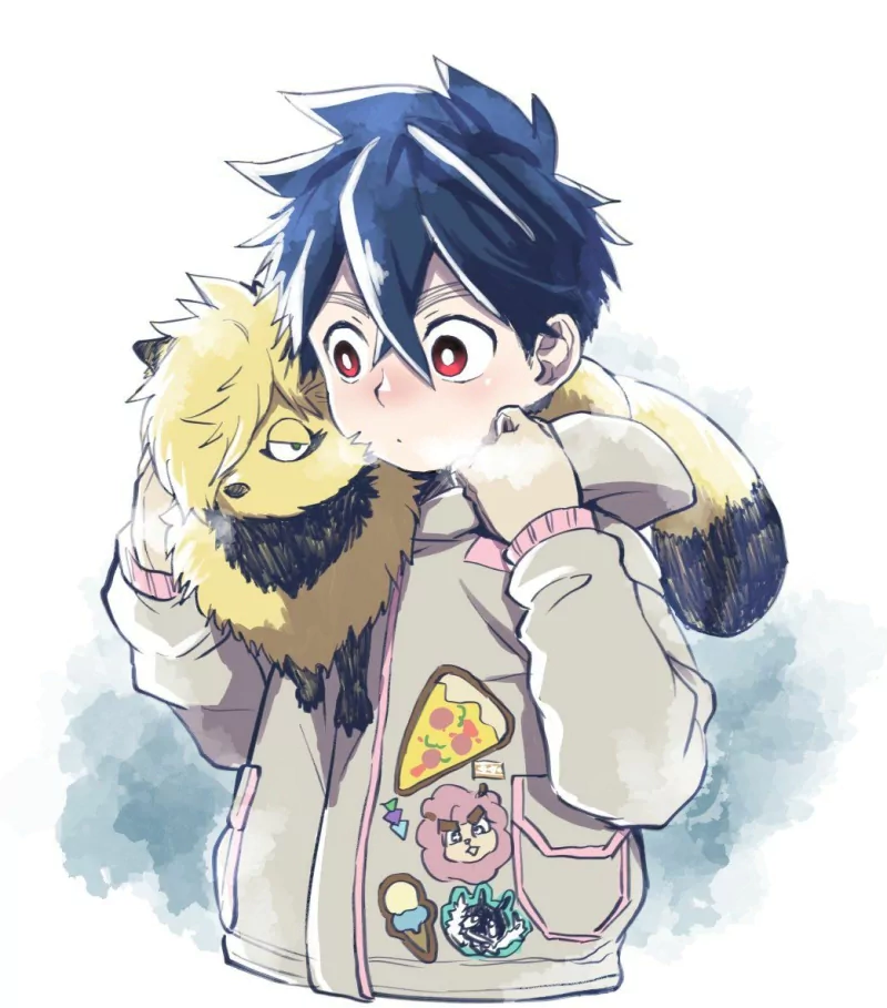 black hair red eyes coat Kohachi Inugami Kabane Kusaka Anime Kemono Jihen Image