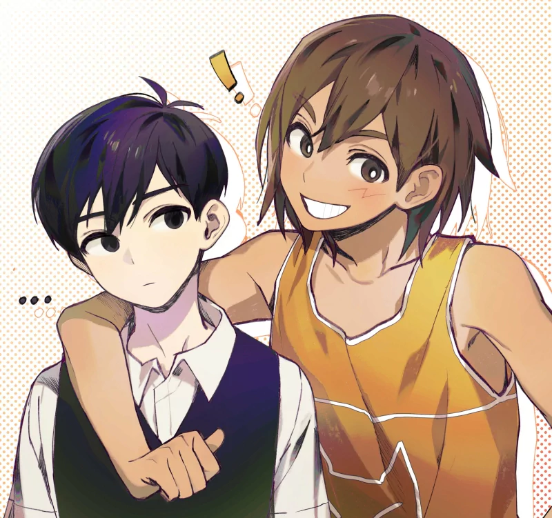 OMORI brown hair black hair Sunny (Omori) Kel (Omori) video game Image