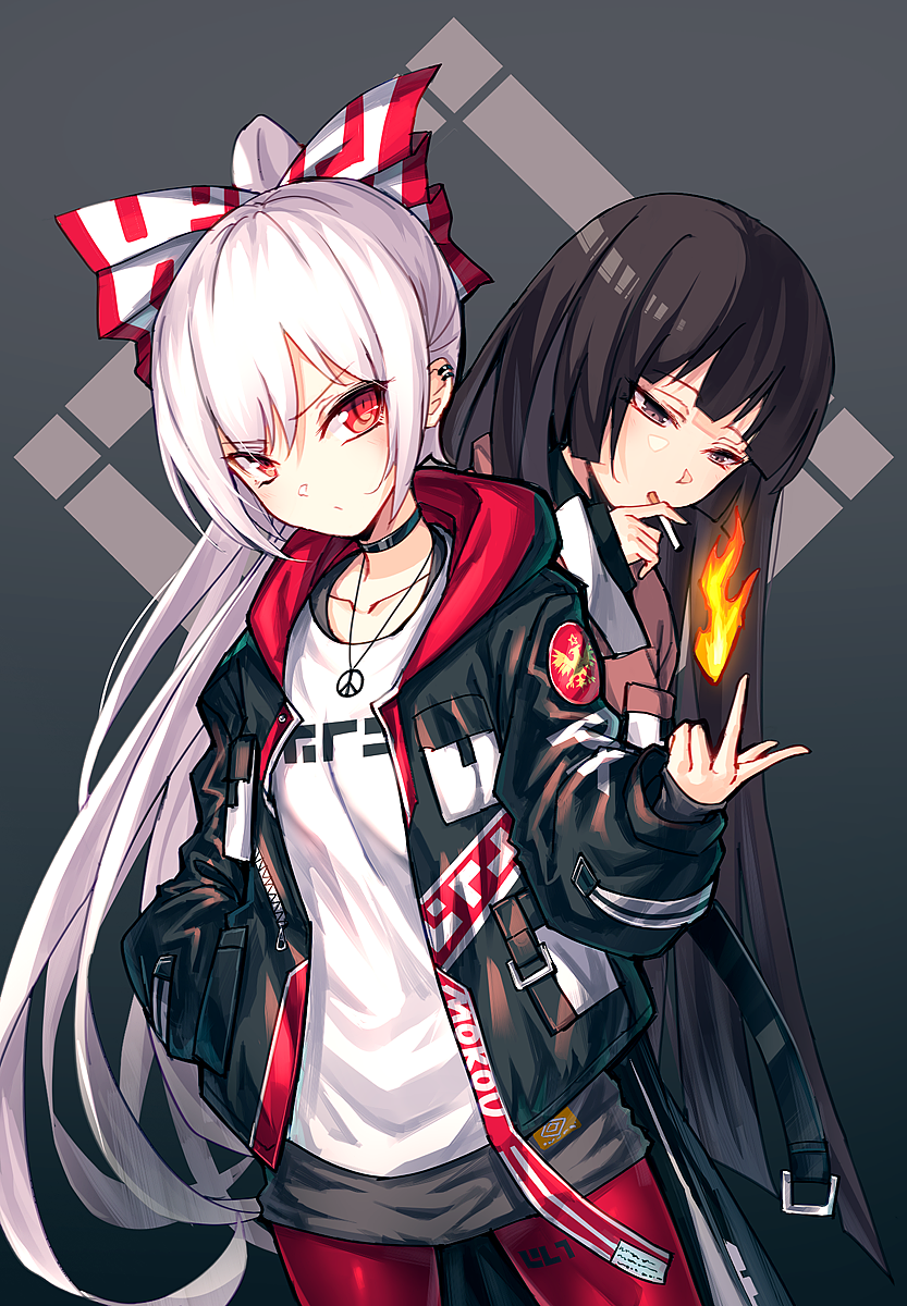 Download Kaguya Houraisan Fujiwara No Mokou Anime Touhou Art