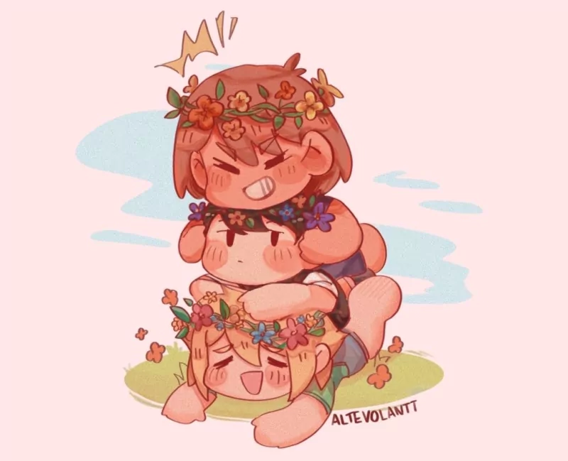 OMORI cute Sunny (Omori) Basil (Omori) Kel (Omori) video game Image