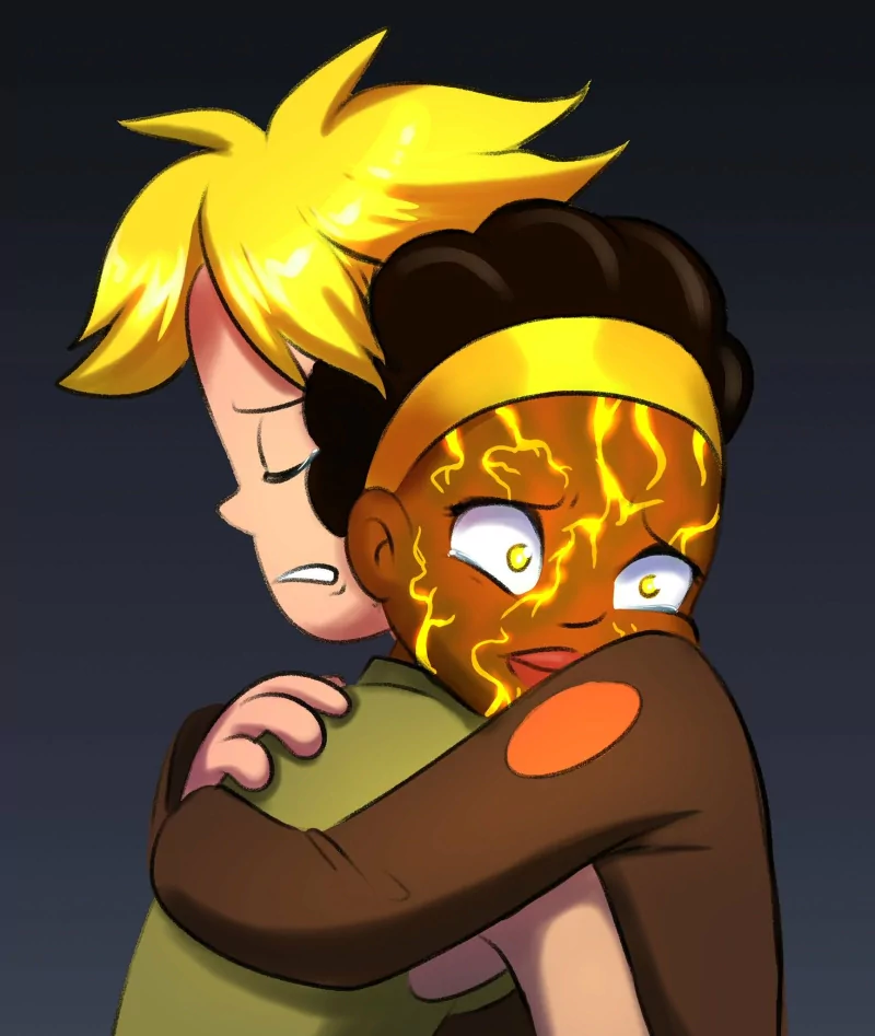 tears blonde Quinn Airgon hug Gary Goodspeed TV Show Final Space Image