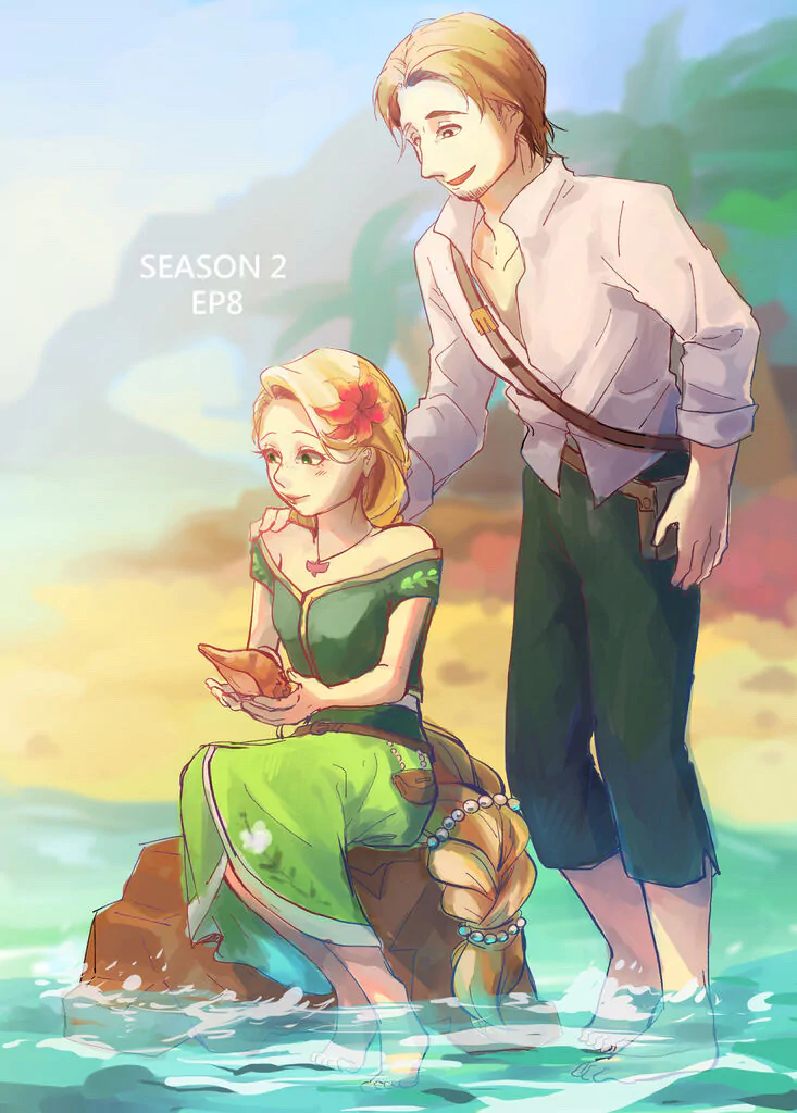 beach brown hair blonde Rapunzel Eugene Fitzherbert TV Show Tangled: The Series Image
