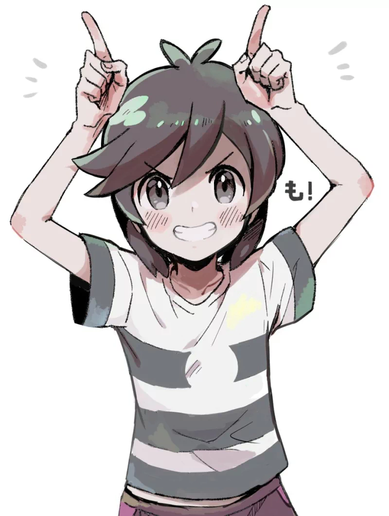 shirt black hair Pokémon: Sun and Moon smile Elio (Pokémon) video game Image