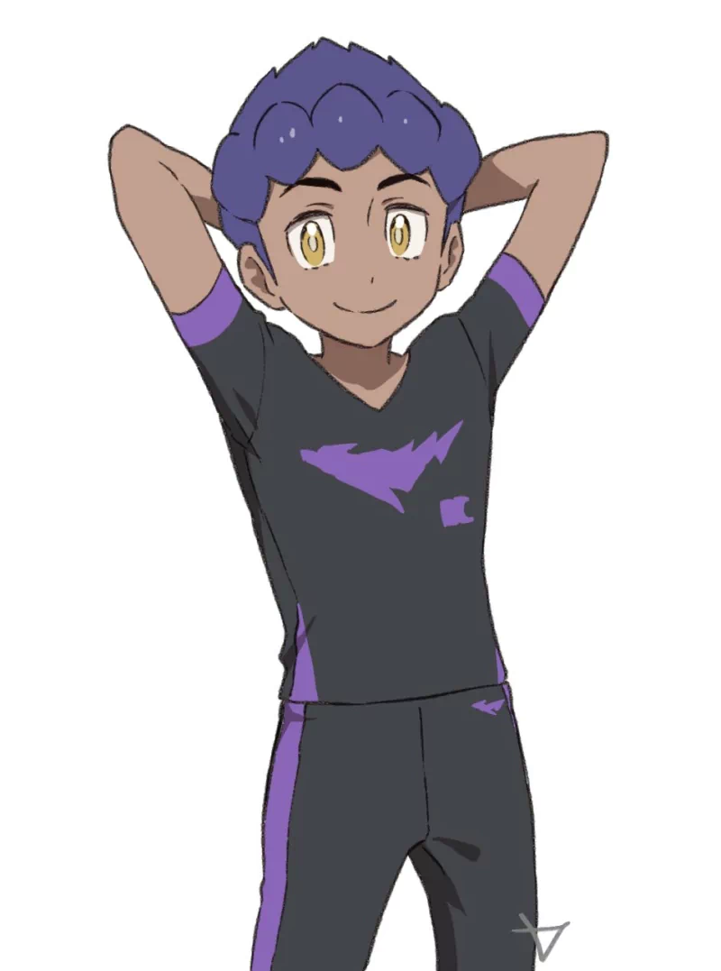 purple hair yellow eyes smile Hop (Pokémon) video game Pokémon: Sword and Shield Image