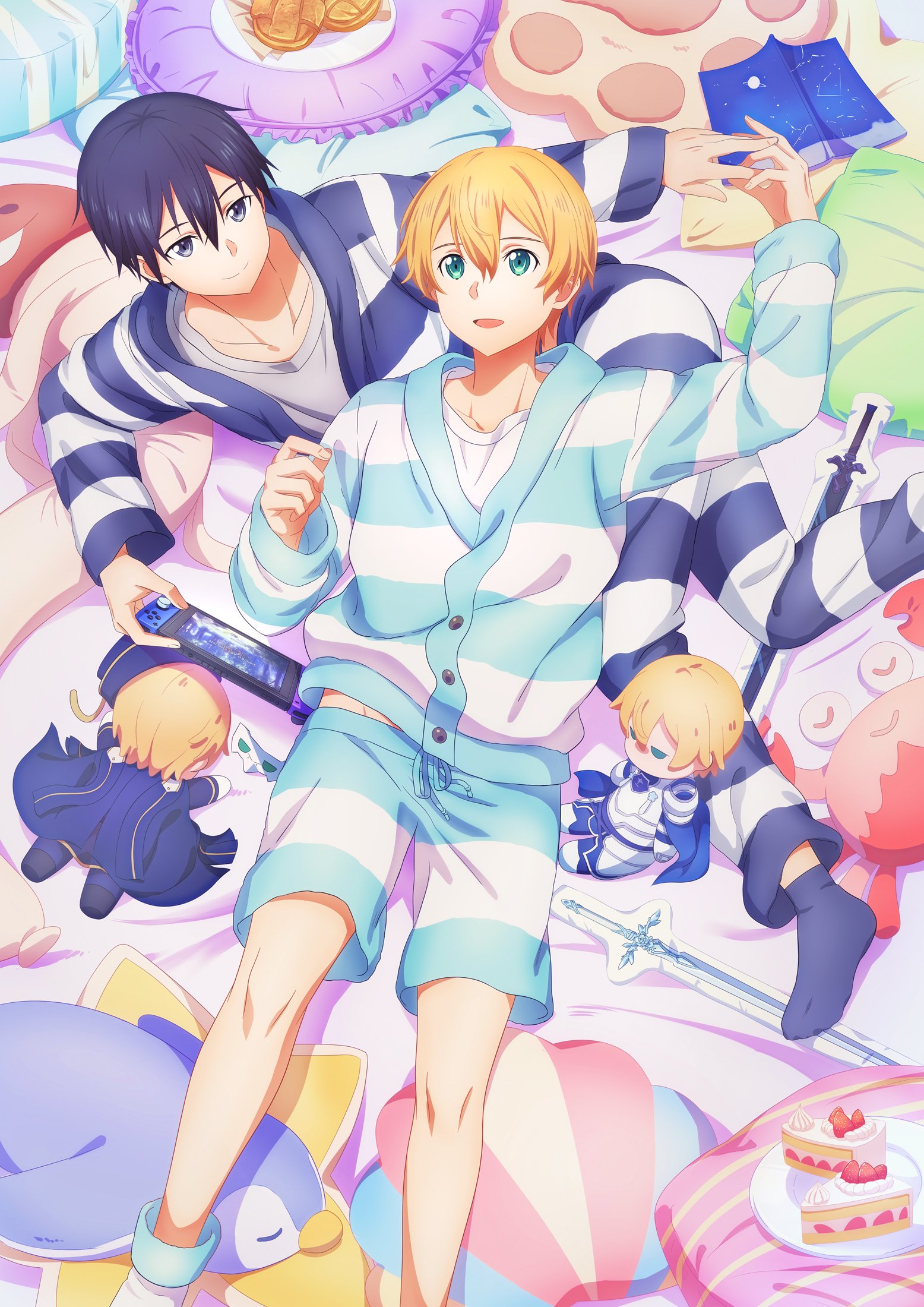 Download Black Hair Blonde Pajamas Eugeo (Sword Art Online) Kirito (Sword Art Online) Anime Sword Art Online: Alicization Art