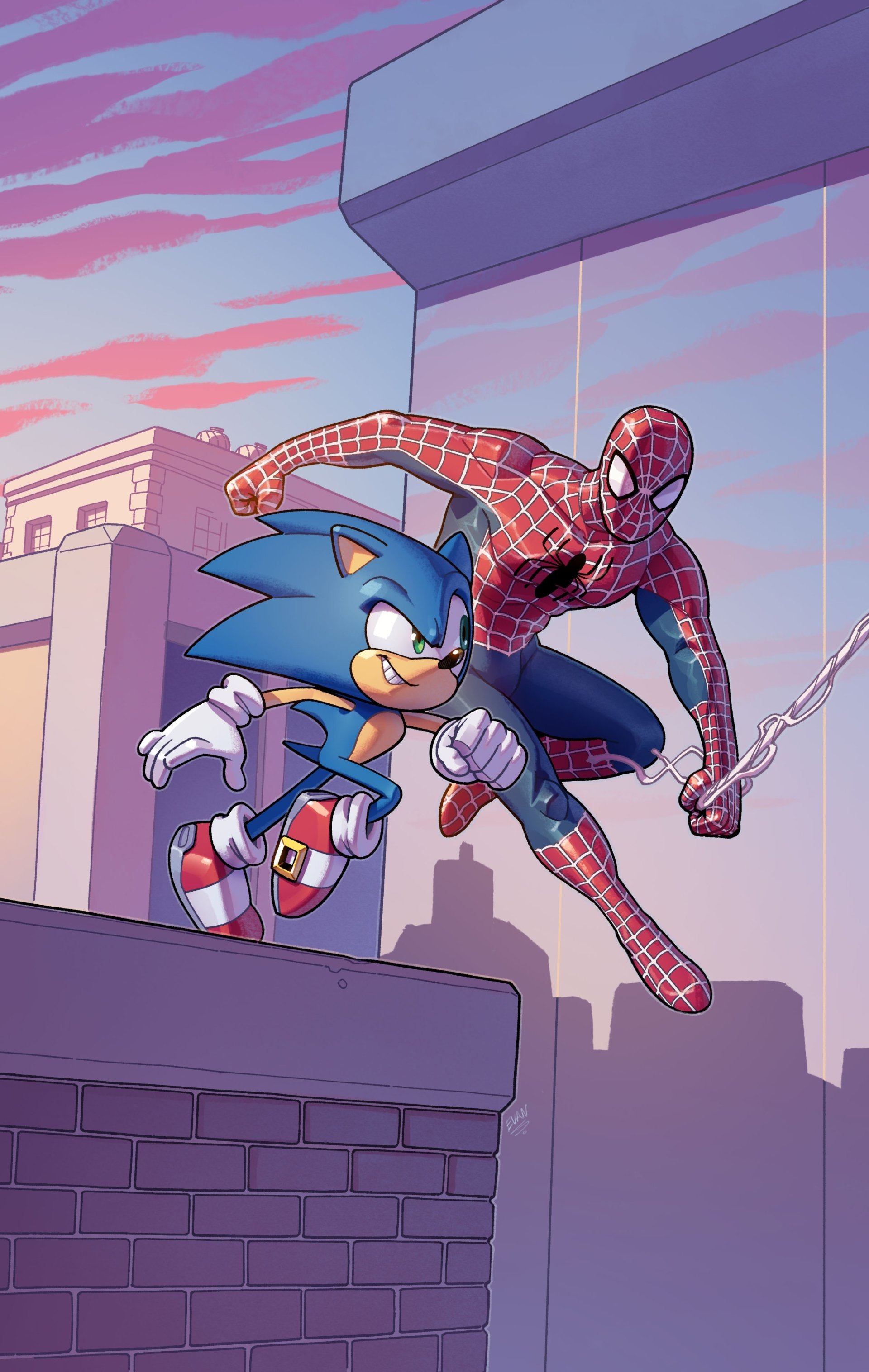 Download IDW Comics Peter Parker Sonic The Hedgehog Spider Man Comic Crossover Art