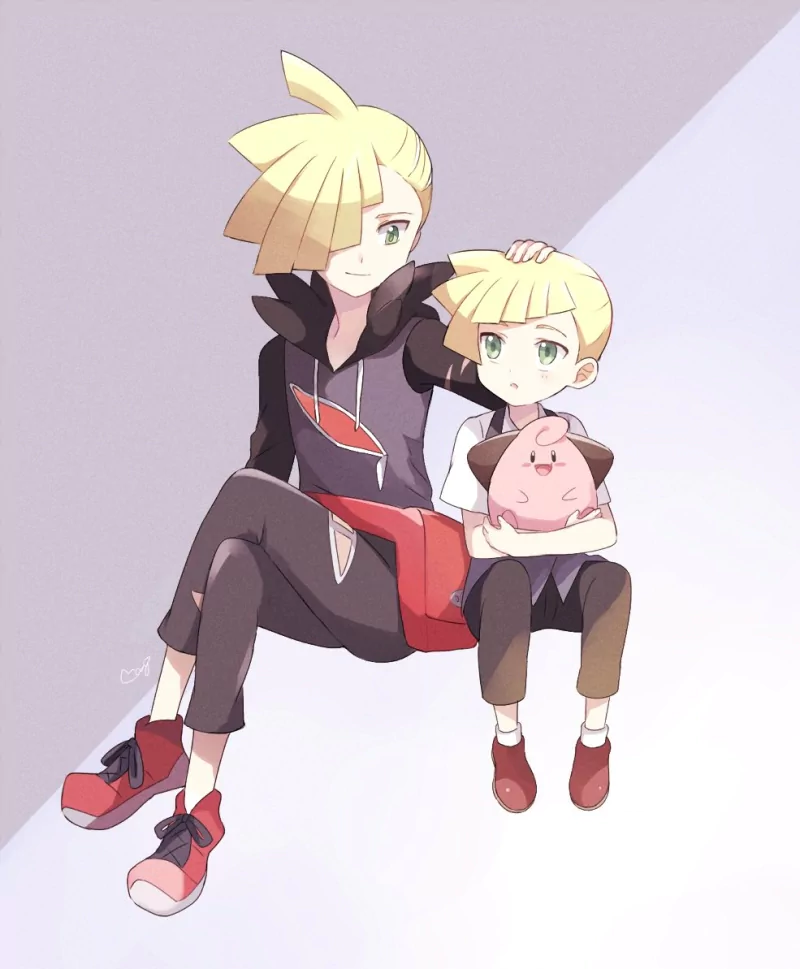 Cleffa (Pokémon) green eyes blonde Gladion (Pokémon) Anime Pokemon Image