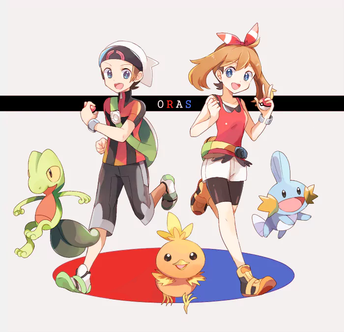 Pokémon: Omega Ruby and Alpha Sapphire Torchic (Pokemon) Pokemon pokeball Treecko (Pokémon) May (Pokémon) Brendan (Pokemon) video game Image