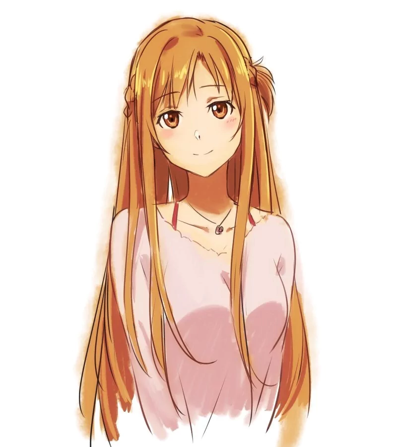 orange hair long hair Asuna Yuuki Anime Sword Art Online Image